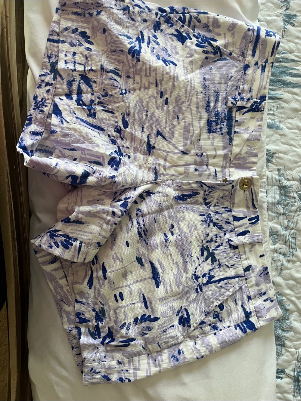 Lilly Pulitzer Lavender & Navy Abstract Cotton Shorts